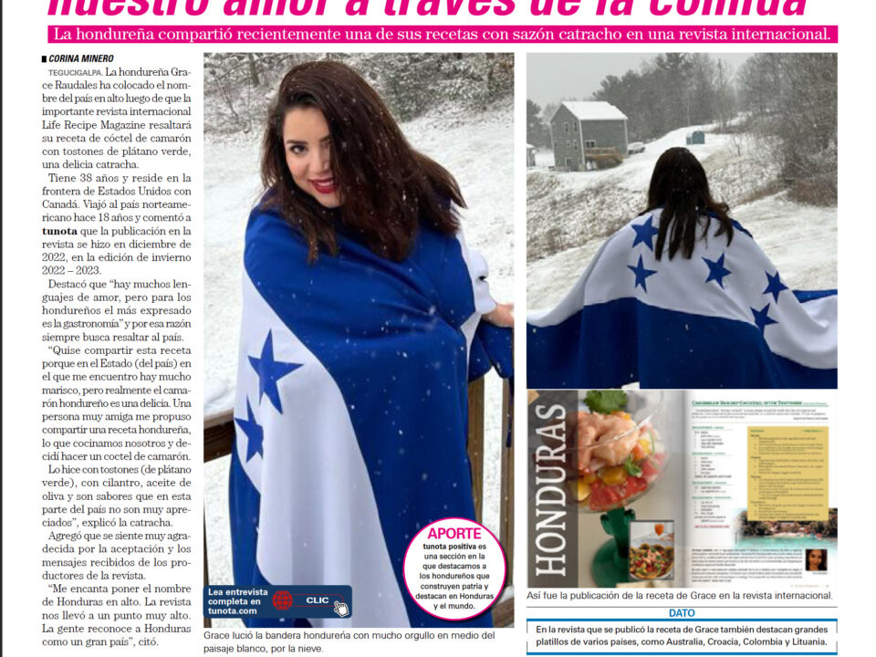 Tunota Artical featuing Honduras Recipe from the 2022-2023 Winter Issue.